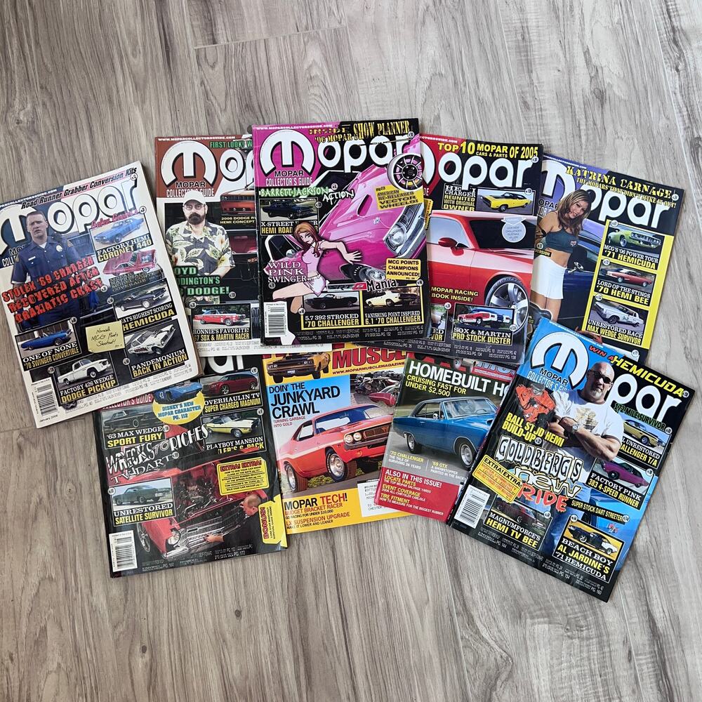 Mopar Magazine 2006 Collector's Lot/9 Issues(January, Feb, March, April, Jul, +)